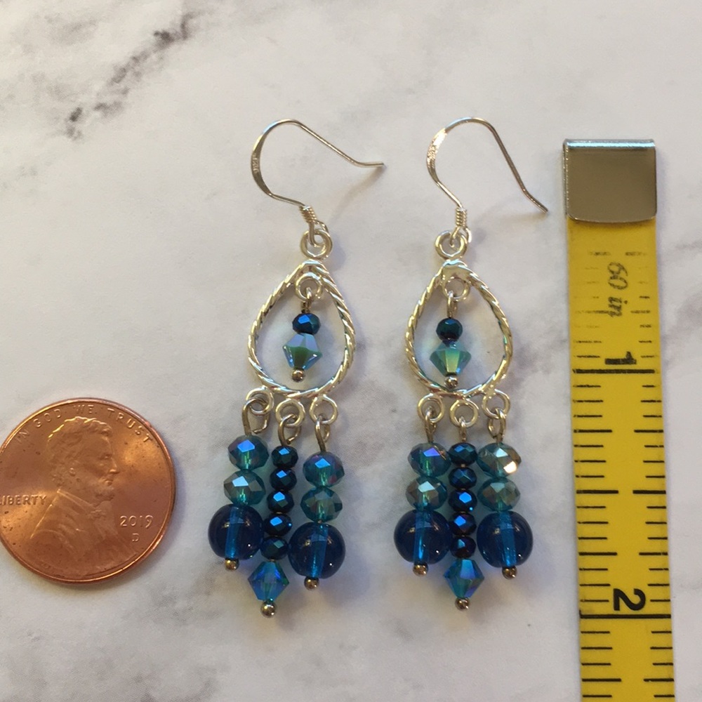 New Sterling silver & Swarovski crystal earrings - Picture 7 of 8